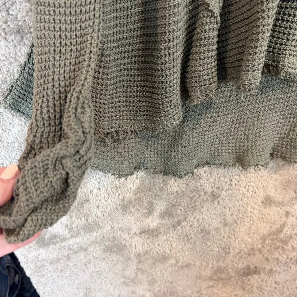 Free People Green Cotton Moonshine Cold Shoulder Boho Knit Sweater S Small